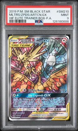 2019 POKEMON SM BLACK STAR PROMO FULL ART/MOLTRES & ZAPDOS & ARTICUNO GX PSA 9 - Image 1