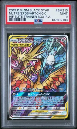 2019 POKEMON SM BLACK STAR PROMO FULL ART/MOLTRES & ZAPDOS & ARTICUNO GX PSA 9 - Image 1