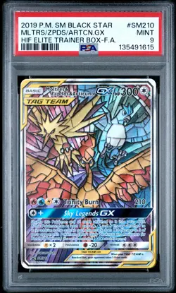 2019 POKEMON SM BLACK STAR PROMO FULL ART/MOLTRES & ZAPDOS & ARTICUNO GX PSA 9 - Image 1