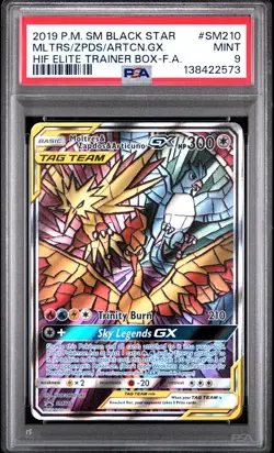 2019 POKEMON SM BLACK STAR PROMO FULL ART/MOLTRES & ZAPDOS & ARTICUNO GX PSA 9 - Image 1