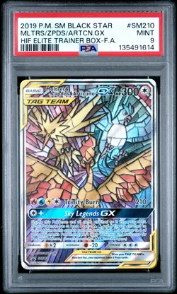 2019 POKEMON SM BLACK STAR PROMO FULL ART/MOLTRES & ZAPDOS & ARTICUNO GX PSA 9 - Image 1
