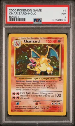 Pokemon Charizard 4/130 PSA NM 7 Base Set 2 Holo 2000 - Image 1