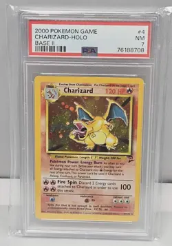 2000 Pokemon Game TCG Base Set-2-II Charizard #4 Holo Foil Card PSA 7 NM - Image 1