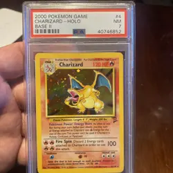 Pokemon Charizard #4/130 Holo Rare 2000 Base Set 2 PSA 7 NM - Image 1
