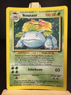 Pokemon Venusaur Base Set Holo Rare Card 15/102 LP - Image 1