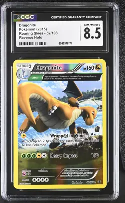 CGC 8.5 Dragonite 2015 Roaring Skies 52/108 Reverse Holo Pokemon Card - Image 1