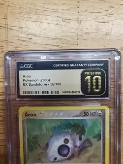 CGC 10 PRISTINE Aron Pokemon (2003) EX Sandstorm 56/100 - Image 4
