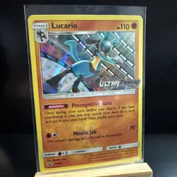 Pokemon TCG Lucario Sun & Moon Ultra Prism Stamped Prerelease Promo SM95 Holo - Image 1
