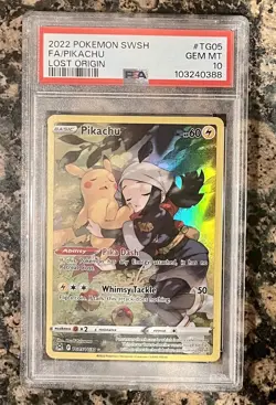 Pokemon Pikachu TG05/TG30 Swsh11: Lost Origin Trainer Gallery Holo PSA 10 - Image 1