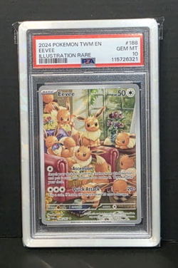 Pokemon TCG Eevee 188/167 IR Twilight Masquerade 2024 Rare PSA 10 Gem Mint - Image 1