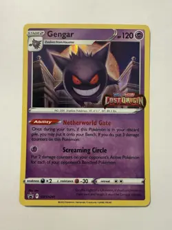 Pokemon TCG- Gengar SWSH241 - Black Star Promo - Prerelease Lost Origin Stamp NM - Image 1