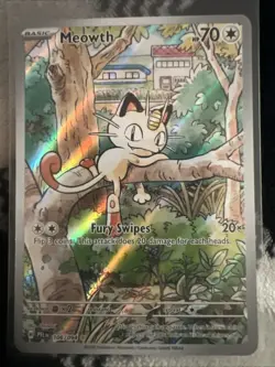 Pokemon TCG Destined Rivals Team Rockets Meowth Illustration Rare 106/94 NM - Image 1
