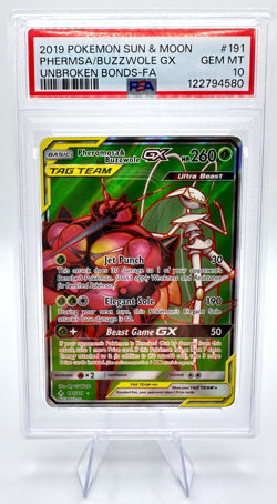 2019 Pokemon S&M Unbroken Bonds Pheromosa & Buzzwole GX #191 | PSA 10 GEM MINT - Image 1