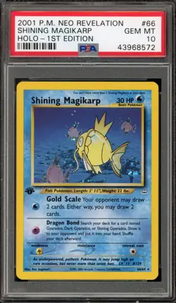 Pokemon Shining Magikarp Neo Revelation 1st Edition Holo Secret Rare #66 PSA 10 - Image 1