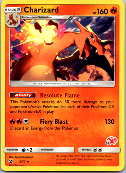 Pokemon TCG Charizard 3/70 (#39 Stamped) Battle Academy Promo Near Mint - Image 1