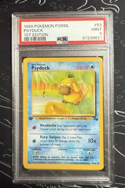 1999 Pokemon Fossil Psyduck 1st Edition PSA 9 - Image 1
