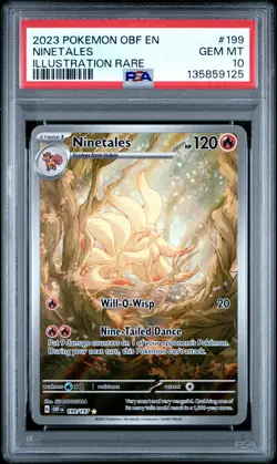 2023 POKEMON OBF EN-OBSIDIAN FLAMES ILLUSTRATION RARE #199 NINETALES PSA 10 - Image 1