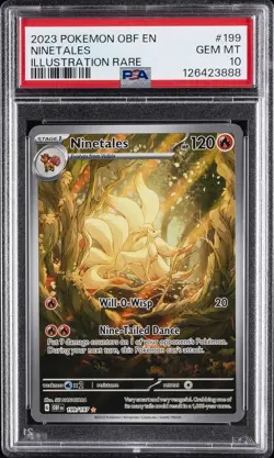 2023 POKEMON OBF EN-OBSIDIAN FLAMES ILLUSTRATION RARE #199 NINETALES PSA 10 - Image 1
