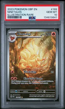 2023 POKEMON OBF EN-OBSIDIAN FLAMES ILLUSTRATION RARE #199 NINETALES PSA 10 - Image 1