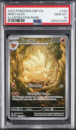 2023 POKEMON OBF EN-OBSIDIAN FLAMES ILLUSTRATION RARE #199 NINETALES PSA 10 - Image 1
