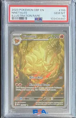 2023 POKEMON OBF EN-OBSIDIAN FLAMES ILLUSTRATION RARE #199 NINETALES PSA 10 - Image 1