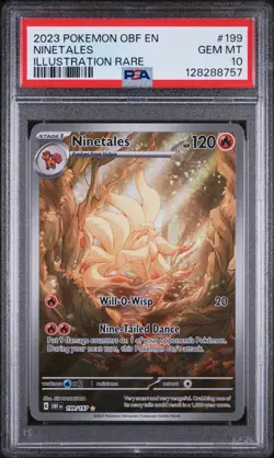2023 POKEMON OBF EN-OBSIDIAN FLAMES ILLUSTRATION RARE #199 NINETALES PSA 10 - Image 1