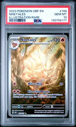 2023 POKEMON OBF EN-OBSIDIAN FLAMES ILLUSTRATION RARE #199 NINETALES PSA 10 - Image 1