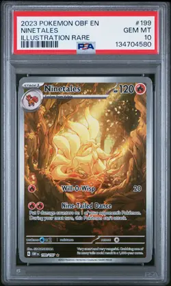 2023 POKEMON OBF EN-OBSIDIAN FLAMES ILLUSTRATION RARE #199 NINETALES PSA 10 - Image 1
