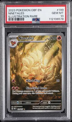2023 POKEMON OBF EN-OBSIDIAN FLAMES ILLUSTRATION RARE #199 NINETALES PSA 10 - Image 1