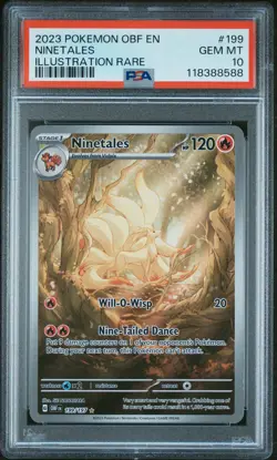 2023 POKEMON OBF EN-OBSIDIAN FLAMES ILLUSTRATION RARE #199 NINETALES PSA 10 - Image 1