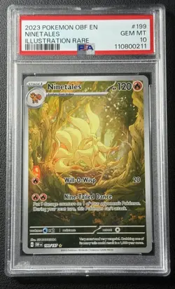 NINETALES PSA 10 2023 POKEMON OBSIDIAN FLAMES OBF EN #199/197 ILLUSTRATION RARE - Image 1