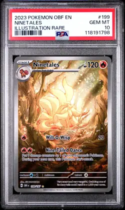 2023 POKEMON OBF EN-OBSIDIAN FLAMES ILLUSTRATION RARE #199 NINETALES PSA 10 - Image 1