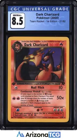 Pokemon 2000 Dark Charizard 21/82 Team Rocket 1st Edition CGC 8.5 - Image 1