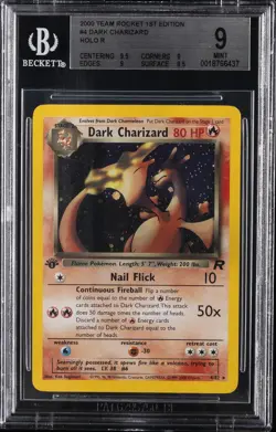 2000 POKEMON TEAM ROCKET 1ST EDITION HOLO R #4/82 DARK CHARIZARD BGS 9 - Image 1