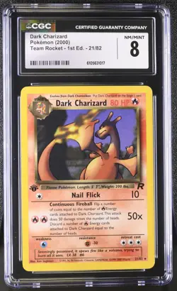 2000 Pokemon Dark Charizard Team Rocket 1st Edition 21/82 CGC NM/MINT 8 - Image 1