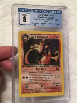 2000 POKEMON 1ST EDITION TEAM ROCKET DARK CHARIZARD HOLO 4/82 CGC 8 - Image 1