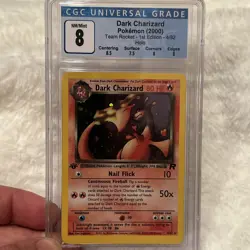 2000 POKEMON 1ST EDITION TEAM ROCKET DARK CHARIZARD HOLO 4/82 CGC 8 - Image 4