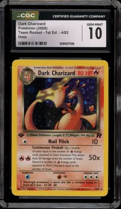 Pokemon Dark Charizard Team Rocket 1st Edition Holo Rare #4 CGC 10 Gem Mint - Image 1