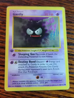 👻Pokemon Card Gastly 50/102 - 1st Edition Base Set Shadowless 1999 LP - Image 1
