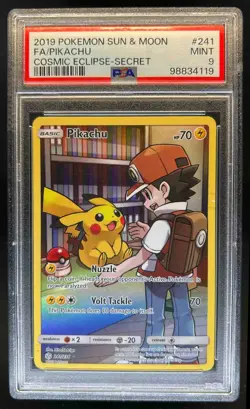 2019 Pokemon Sun & Moon Cosmic Eclipse Pikachu #241/236 PSA 9 - Image 1