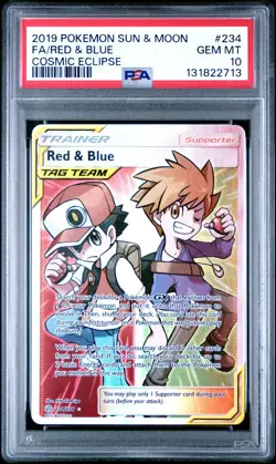 2019 POKEMON SUN & MOON COSMIC ECLIPSE #234 FULL ART/RED & BLUE PSA 10 - Image 1