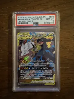 2019 Pokemon Sun & Moon Cosmic Eclipse Reshiram Zekrom GX PSA 10 - Image 1