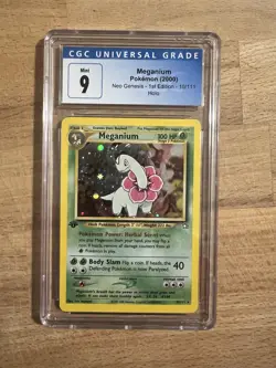 Pokemon 1st Edition Neo Genesis Meganium 10/111 Holo CGC Mint 9 - Image 1