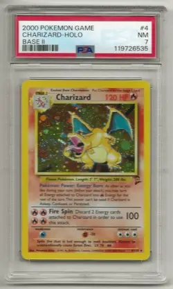 CHARIZARD - 2000 Ninetendo - Pokemon Game Holo - Base II #4 - Graded 7 (2501a) - Image 1