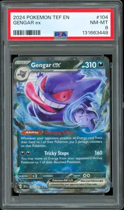 2024 Pokemon Temporal Forces 104/162 GENGAR EX Holo English PSA 8 NM-MT - Image 1