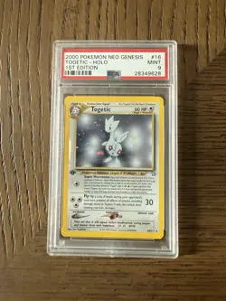 2000 Pokemon Neo Genesis 1st Edition Togetic #16 PSA 9 w/ Swirl - Image 1