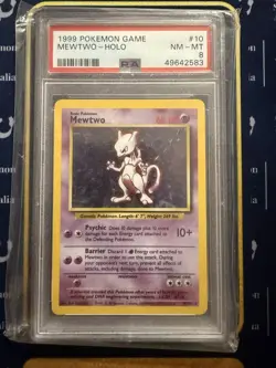 1999 Pokemon Base Set Unlimited Mewtwo Holo #10 PSA 8 NM-MT - Image 1
