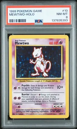 1999 POKEMON BASE SET UNLIMITED #10 MEWTWO-HOLO PSA 8 - Image 1