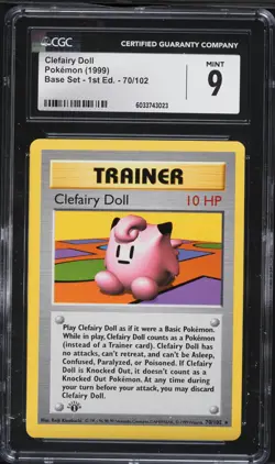 Pokemon 1st Edition Shadowless Base Set CLEFAIRY DOLL 70/102 Rare CGC 9 MINT - Image 1