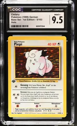 CGC 9.5 MINT+ Clefairy Base Set 1st Edition 5/102 Holo GERMAN Pokemon Card - Image 1